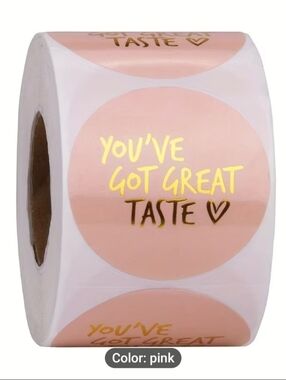 500 pieces/1 roll PINK You've Got Great Taste stickers